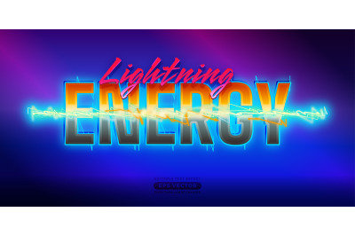 Lightning Energy Text Effect with theme retro realistic neon light