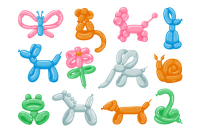 Balloon animals. Cartoon round toy animals&2C; cute party decoration&2C; var