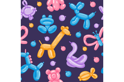 Balloon animals pattern. Seamless print of colorful animals birds and