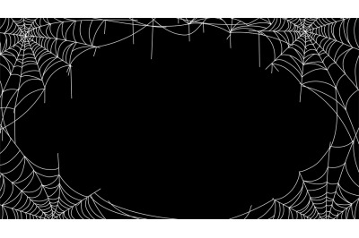 Spiderweb framing. Spider cobweb decorative border, scary mystery web