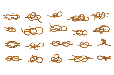 Rope knot. Marine and nautical ties and threads for boating and sailin