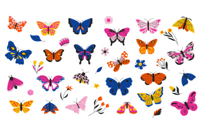 Butterflies and flowers. Exotic moths and tropical plants&2C; decorative