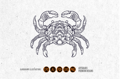 Silhouette vintage ornament Sea crab svg Illustrations