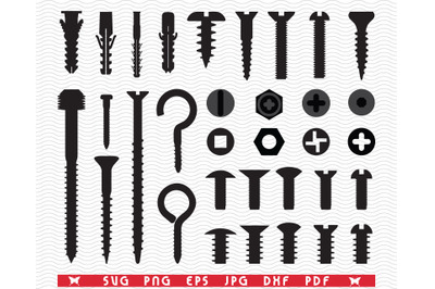 SVG Bolts, Nuts, Screws, Silhouettes