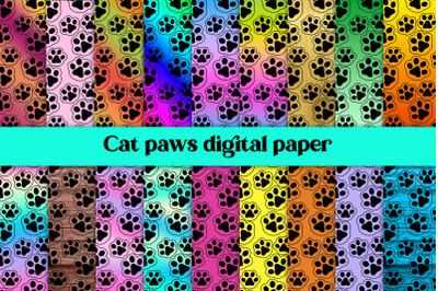 Cat paws digital paper bundle | Animal digital paper