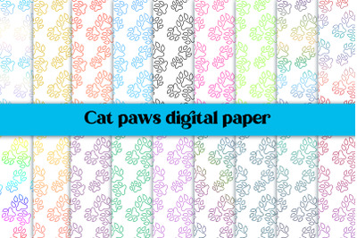 Cat paws white digital paper | Animal digital paper