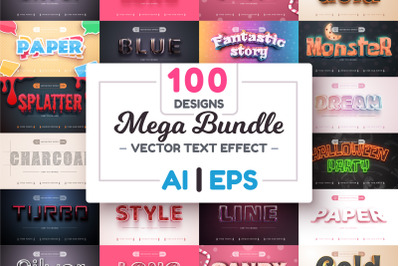 Bundle 100 Editable Text Effects | Font Styles