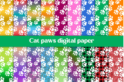 White cat paws digital paper | Animal digital paper