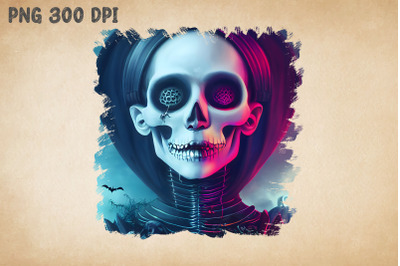 Witch Skull Cyberpunk Portrait