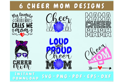 Cheer Mom SVG Bundle&2C; 6 Designs&2C; Cheer Mama SVG&2C; Cheer Mom Messy Bun