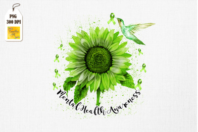 Sunflower Hummingbird Green Ribbon