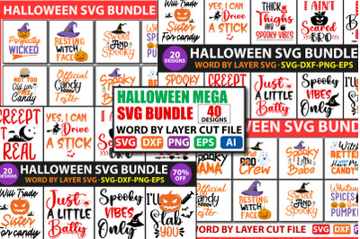 Halloween Mega SVG Bundle, Halloween 40 designs, Halloween Cut files