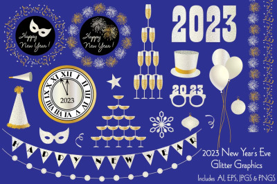2023 New Years Eve Glitter Graphics