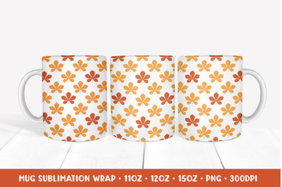 Fall Leaves Mug Sublimation Design. Autumn Mug Full Wrap