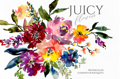 Watercolor Juicy Flowers