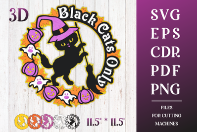 Black Cats Only | Halloween 3D Layered Door Sign