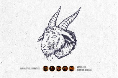 Silhouette Horror goat head Illustrations