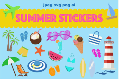Summer Stickers Vector