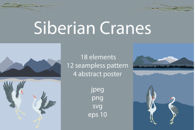 Siberian Cranes Clipart