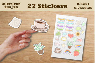 Printable Planner Stickers, Stickers cut files.Cute weekly