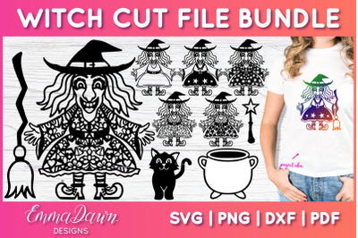 Witch SVG Bundle | Halloween Zentangle Cut File Bundle