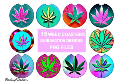 Weed Car Coaster Sublimation Bundle | Marijuana Sublimation&nbsp;| Cannabis