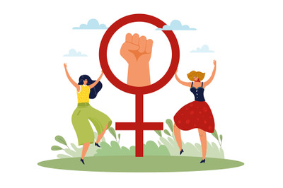 Struggle for equality. Women rights poster, freedom and independence,