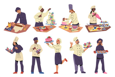 Confectioner characters. Professional chefs and confectioners, people