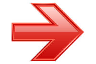 Red right arrow pointer. Glossy interface element