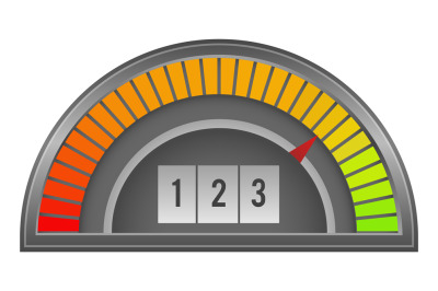 Score indicator icon. Half circle color gauge