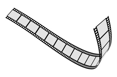 Camera film strip. Blank cinema template. Movie decoration