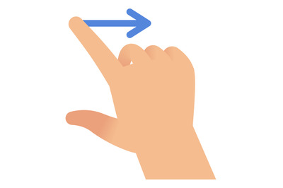 Finger swipe right on touch screen. Hand scroll gesture