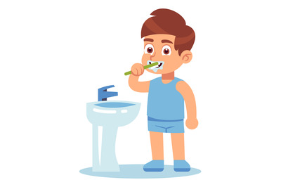 Boy brushing teeth. Kid dental care. Child daily routine