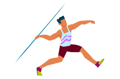 Man throw javelin. Professional sport athlete competition