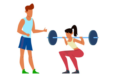 Fitness instructor coaching sport woman lifting weights