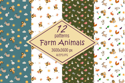 Farm digital paper /seamless patterns