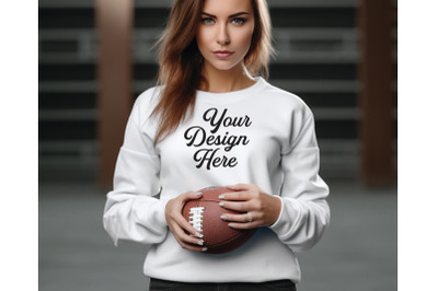 Football White Woman Mockups&2C; Sports Mockups Digital Download