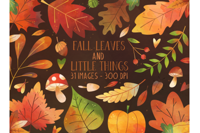 Watercolor Fall Leaves Clipart
