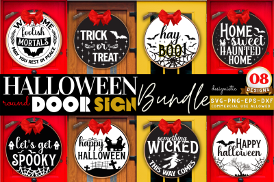 Halloween Round Door Sign SVG Bundle, Halloween Door Sign Bundle