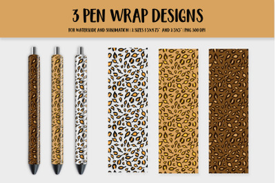 Autumn Leaves Leopard Print Pen Wrap Sublimation or Waterslide