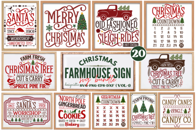 Farmhouse Christmas Sign SVG Bundle,