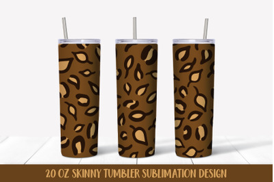 Autumn Leaves Leopard Print Tumbler Wrap Sublimation  Design