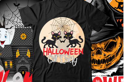 Halloween Cat Lady T-Shirt Design , Halloween SVG Bundle