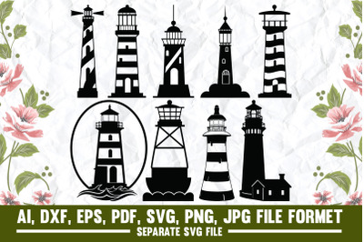 Lighthouse Design, Lighthouse, Lighthouse Bundle, Nautical, Paper, Oce