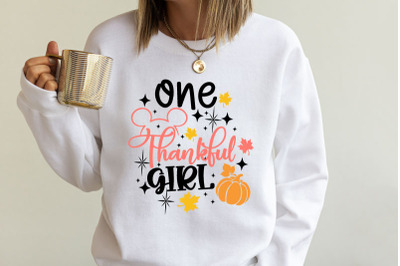 One Thankful Girl Thanksgiving svg