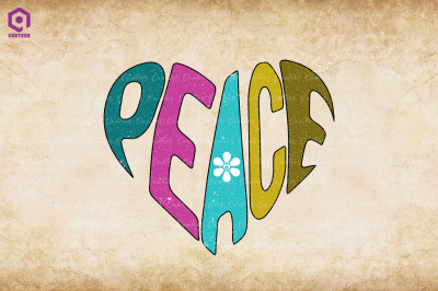 Peace Heart Hippie Boho Vintage