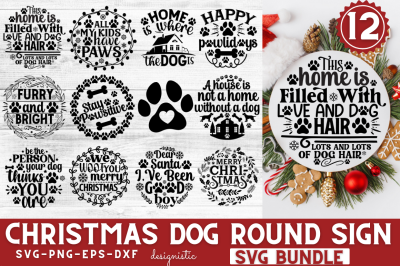 Christmas Dog Round Sign SVG Bundle, Christmas Dog Round Sign Bundle,