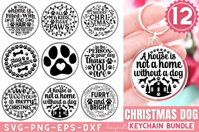 Christmas Dog Keychain SVG Bundle, Keychain Dog SVG Bundle