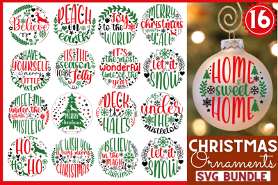 Christmas Ornament SVG Bundle, Christmas round door sign SVG Bundle, C