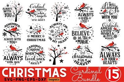 Christmas Cardinals SVG Bundle, Christmas Memorial SVG Bundle